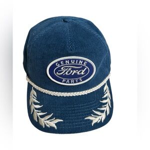 America Needle Ford Auto Parts Corduroy Rope Adjustable Hat Cap Blue White OSFM